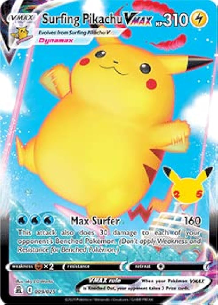 Pokemon TCG Surfing Pikachu VMAX 009/025 25th Anniversary Celebration