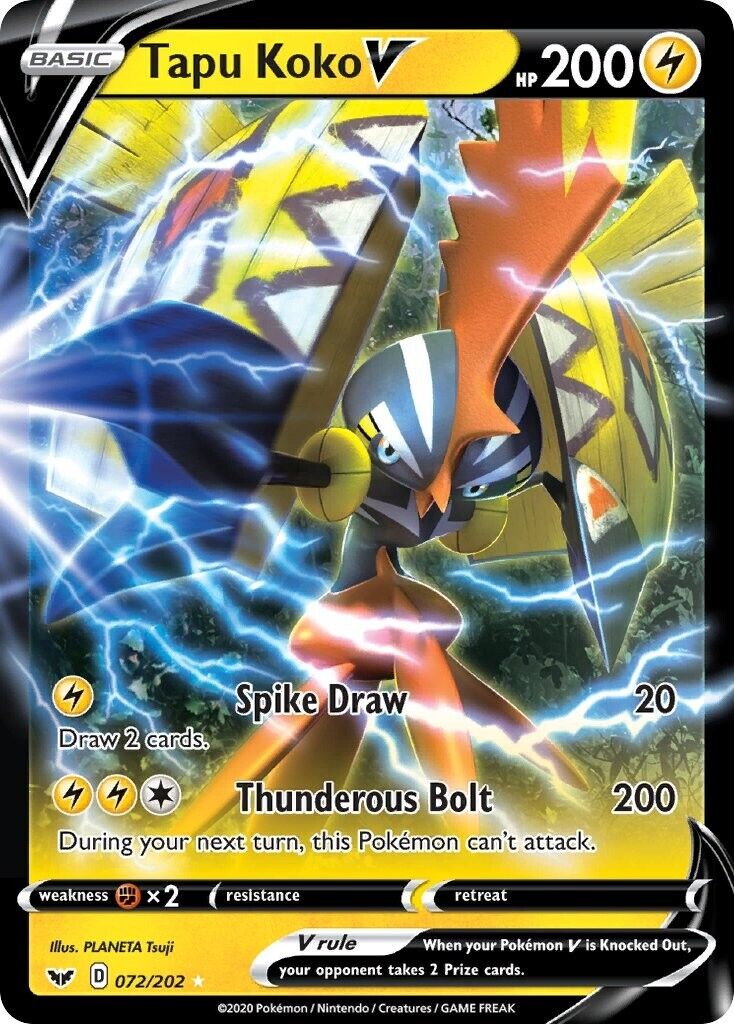 Pokemon TCG Tapu Koko V 072/202 Sword & Shield