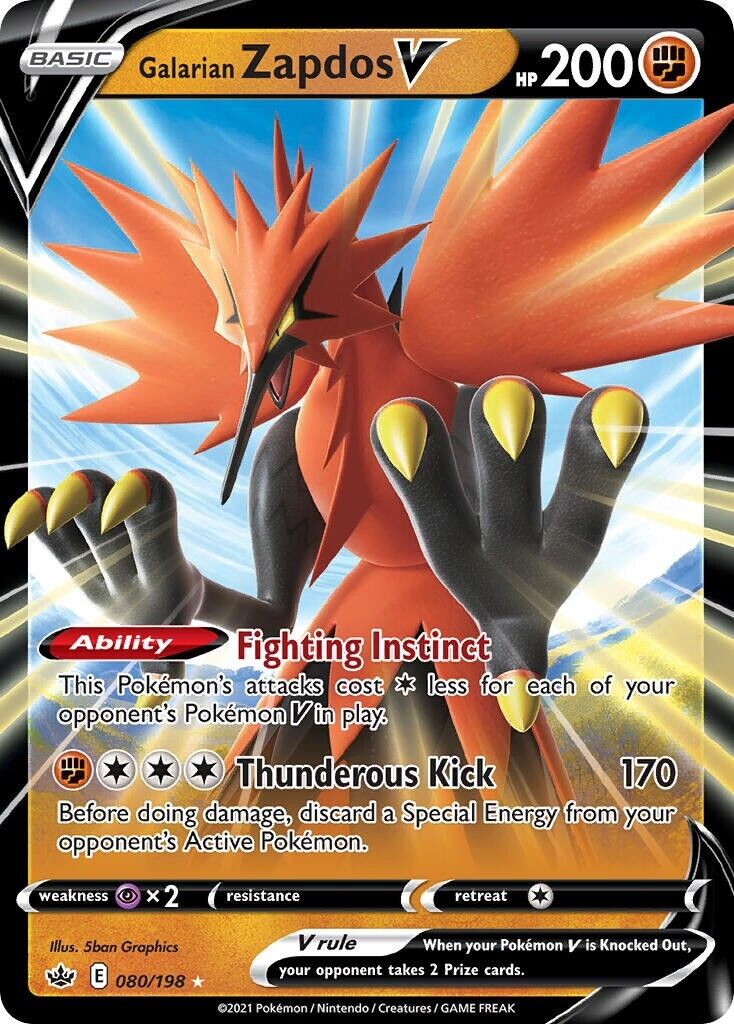 Pokemon TCG Galarian Zapdos V 080/198 Chilling Reign